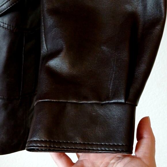 Vintage 70s The Traveler Belted Faux Leather Vegan Dark Brown Jacket - Picture 6 of 9